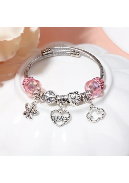 Pandora Tarz , Trend Collections Love Kelebek Pembe, Mor Charmlı Bileklik, Ahşap Kutu Içerisinde fiyatları