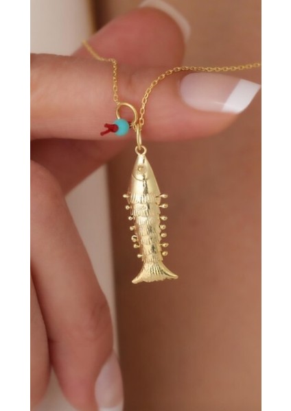 Ithal Oynar Balık Nazar Taşlı 925 Ayar Gümüş Takı