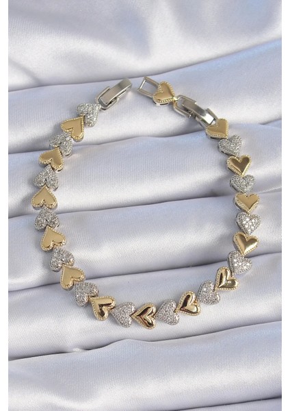 Renkli Kalp Model Kadın Bileklik, Şık ve Özgün Takı Tasarımı