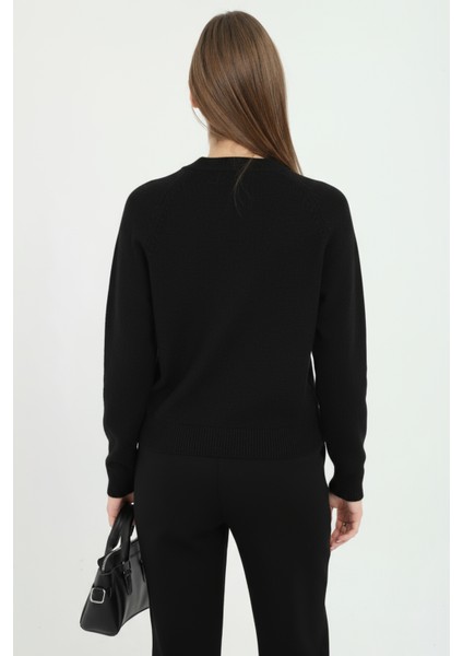 Kadın Sunday Yazı Desenli Bisiklet Yaka Kazak modelleri