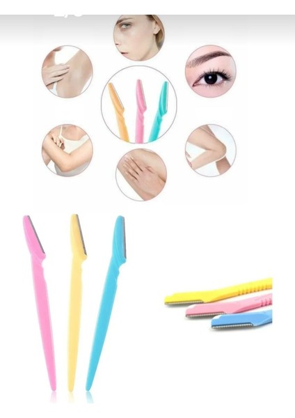 Ibico Eyebrovv Razeri İ15-042 ( 3pcs ) Kaş Usturası ( Plastik Renkli Saplı )