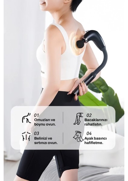 Tüm Vücut Için 4 Başlıklı Titreşimli ve Darbeli Masaj Aleti - Gri modelleri