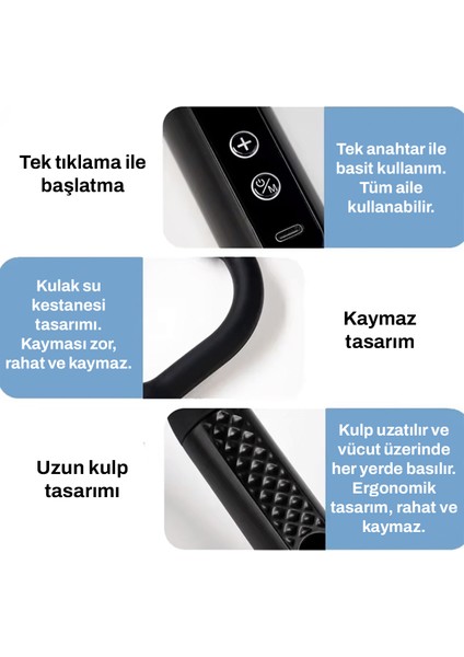Tüm Vücut Için 4 Başlıklı Titreşimli ve Darbeli Masaj Aleti - Gri fırsatları
