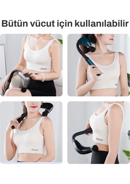 Tüm Vücut Için 4 Başlıklı Titreşimli ve Darbeli Masaj Aleti - Gri indirimleri