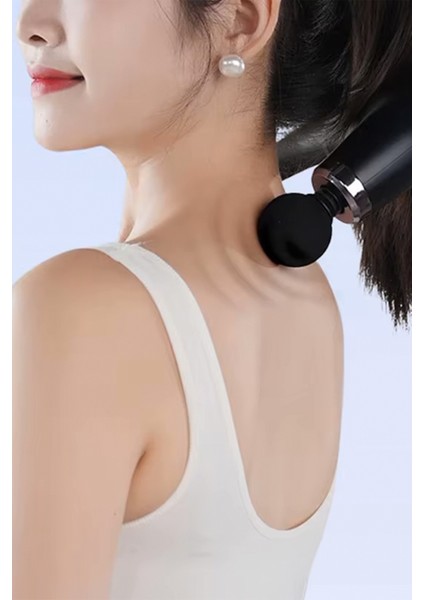 Tüm Vücut Için 4 Başlıklı Titreşimli ve Darbeli Masaj Aleti - Gri