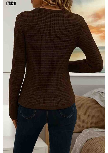 Kadın Uzun Kollu Bisiklet Yaka Triko Kazak fiyatları