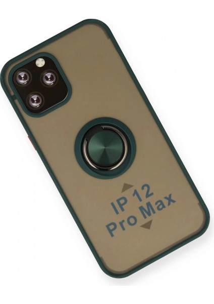 iPhone 12 Pro Max Kılıf Montreal Yüzüklü Silikon Kapak - Yeşil modelleri