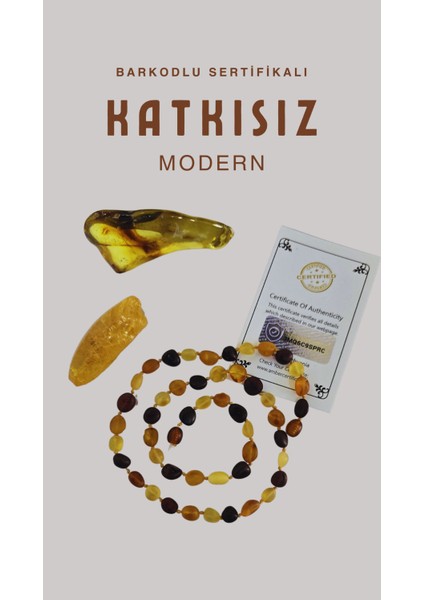 Çocuk ve Yetişkinler Için Doğal Damla Kehribar Kolye, 50 Cm, Renkli Tasarım