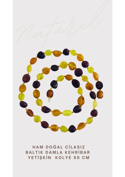 Çocuk ve Yetişkinler Için Doğal Damla Kehribar Kolye, 50 Cm, Renkli Tasarım fiyatları
