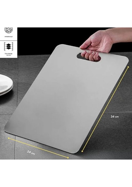 Paslanmaz Çelik Kesme Tahtası 24X34 cm – Küf ve Koku Önleyici Mutfak Tahtası fırsatları