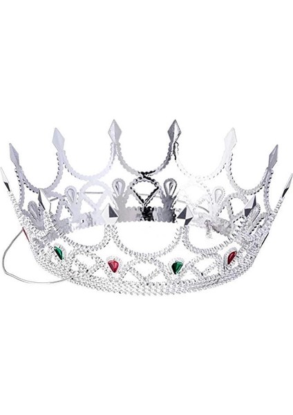 Taşlı Rönesans Kraliyet Gümüş Renk Kraliçe Tacı