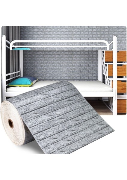 Gri Kendinden Yapışkanlı Esnek 3D Sünger Duvar Paneli, Şık ve Kolay Uygulamalı Dekor.