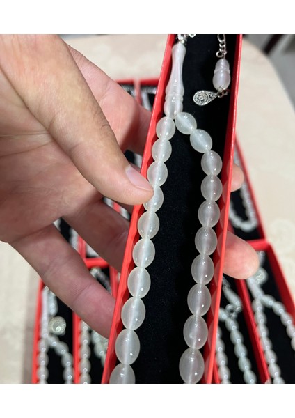 Toz Kehribar Tesbih Kedigözü Model | Fosforlu Şık Tesbih | Erkek Hediyelik Kutulu Tesbih