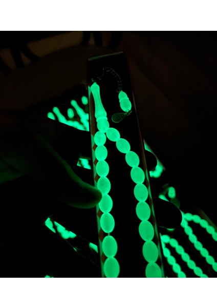 Toz Kehribar Tesbih Kedigözü Model | Fosforlu Şık Tesbih | Erkek Hediyelik Kutulu Tesbih