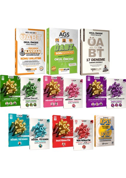 2026 Meb Ags Öabt Okul Öncesi Kavram Haritalarıyla Konu Anlatımı-Soru BANKASI-17DENEME-AGS Konu Soru