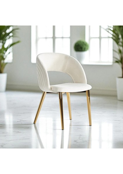 Mostar S88 Sandalye – Krem (Tiesto Polyester), Siyah Metal Ayak