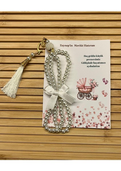Isme Özel Tespih Hediyelik - 20 Adet - Bebek Mevlüdü, Doğum, Sünnet, Hoşgeldin Bebek
