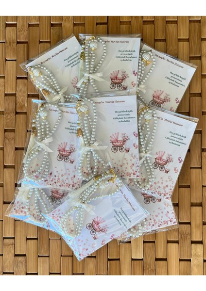 Isme Özel Tespih Hediyelik - 20 Adet - Bebek Mevlüdü, Doğum, Sünnet, Hoşgeldin Bebek modelleri