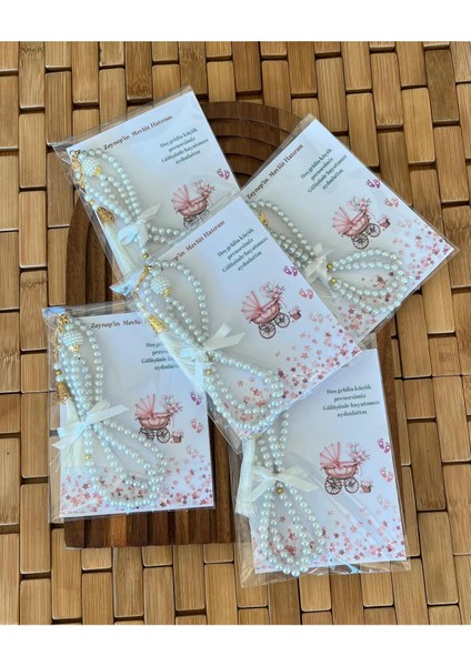 Isme Özel Tespih Hediyelik - 20 Adet - Bebek Mevlüdü, Doğum, Sünnet, Hoşgeldin Bebek