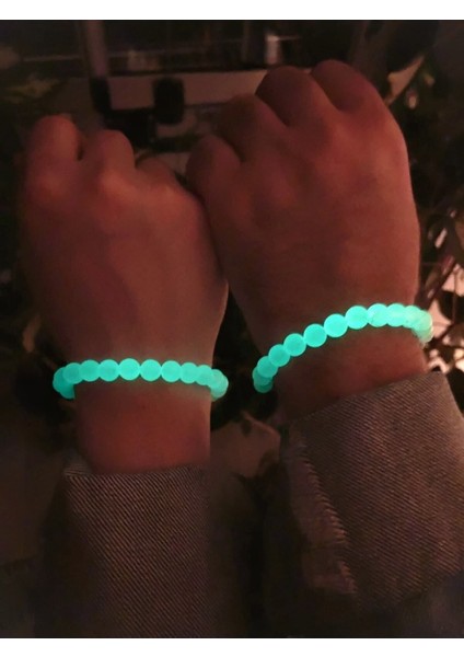 Parlayan Fosforlu Kedigözü Sevgili Arkadaşlık Bilekliği 2'li Beyaz