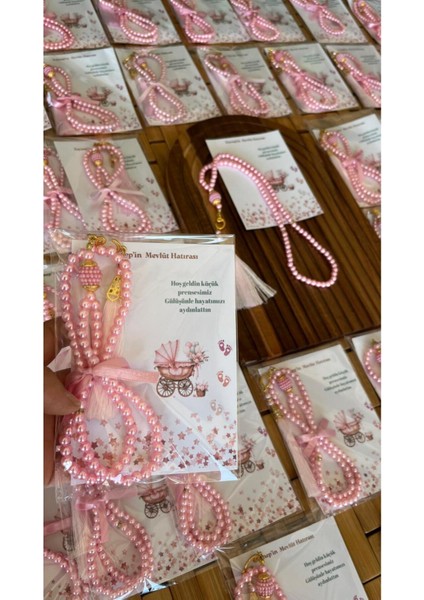 Isme Özel Tespih Hediyelik - 20 Adet - Bebek Mevlüdü, Doğum, Sünnet, Hoşgeldin Bebek