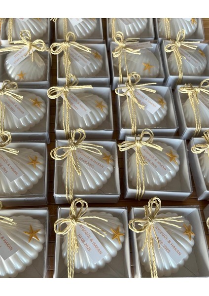 Isme Özel Istiridye Mum Hediyelik - 20 Adet - Nikah, Doğum, Sünnet, Düğün, Nişan, Söz, Kına