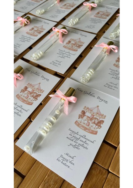 Isme Özel Hoşgeldin Atlı Karınca Tasarımlı Kolonya Bebek Hediyelik - 20 Adet - Kolonya Şişe