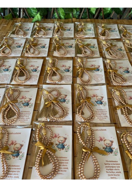 Isme Özel Tespih Hediyelik - 20 Adet - Kız Bebek Mevlüdü, Doğum, Sünnet, Hoşgeldin Bebek