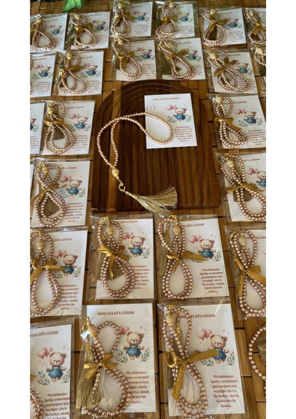 Isme Özel Tespih Hediyelik - 20 Adet - Kız Bebek Mevlüdü, Doğum, Sünnet, Hoşgeldin Bebek