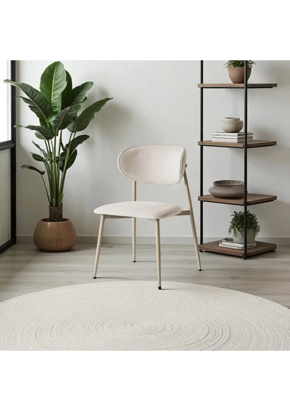 Laila S80 Sandalye – Krem Kumaş, Kapuçino Metal Ayak