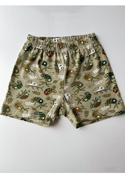 Yeşil Bukelamun Desen Yazlık %100 Pamuk Şort