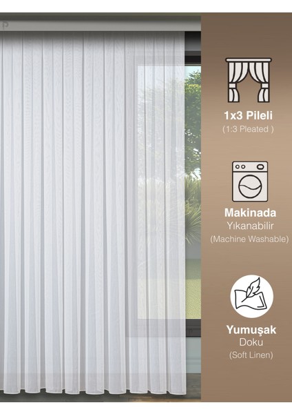 Şeffaf Bambu Tül Perde | 1/3 Sık Pile | Ütü Gerektirmez | En Çok Tercih Edilen Tül Perde fiyatları