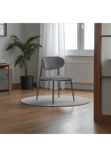 Laila S80 Sandalye – Antrasit Kumaş, Siyah Metal Ayak