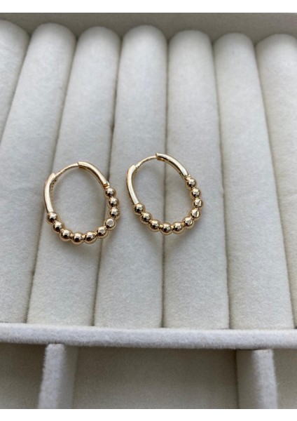 Çelik Gold Renk Zirkon Taş Detaylı Küpe modelleri