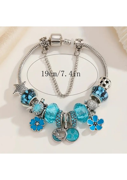 Pandora Tarz , Okyanus Serisi Turkuaz Charmlı Gümüş Bileklik, Ahşap Kutu Içerisinde indirimleri