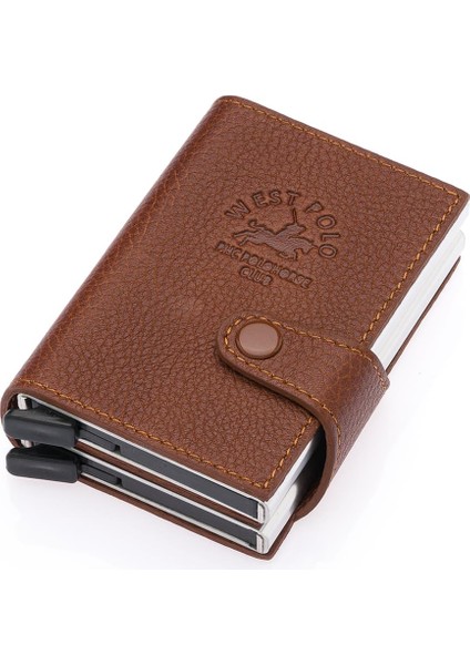 Hakiki Deri Çift Mekanizmalı Unisex Kartlık - Taba fiyatları