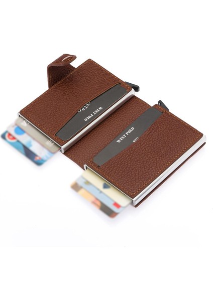 Hakiki Deri Çift Mekanizmalı Unisex Kartlık - Taba modelleri