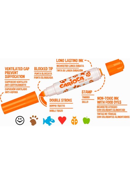Carioca Stamperello Yıkanabilir Keçeli Boya Kalemi 6'lı modelleri