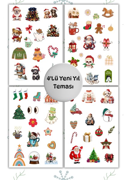 4'lü Yılbaşı/yeni Yıl/new Year Sticker Seti