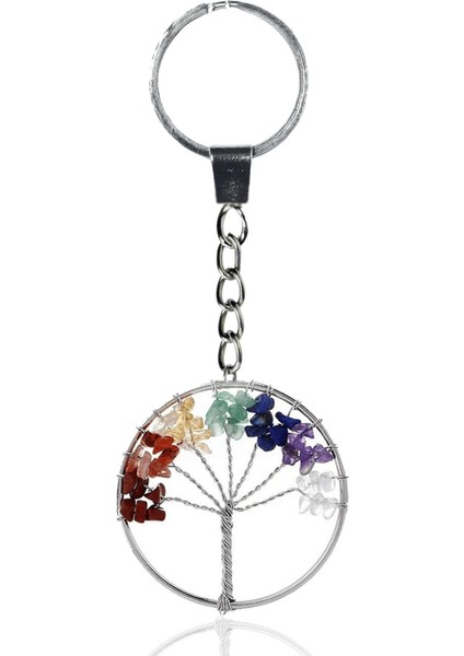 7 Çakra Doğal Taş Anahtarlık Seti, Enerji ve Denge Için Güçlü Takı