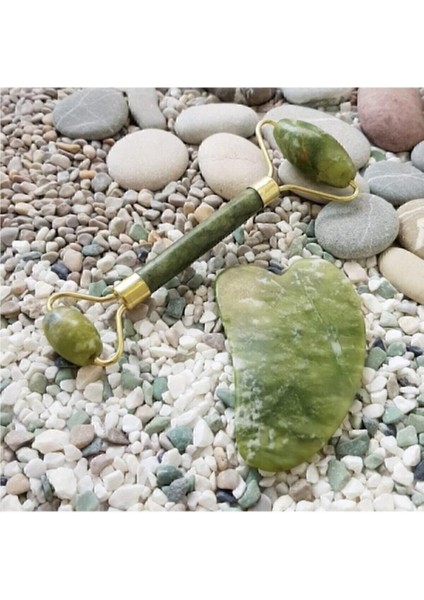 Doğal Taş Yüz Masaj Seti, Face Roller ve Gua Sha Taşı, Ferahlatıcı Bakım