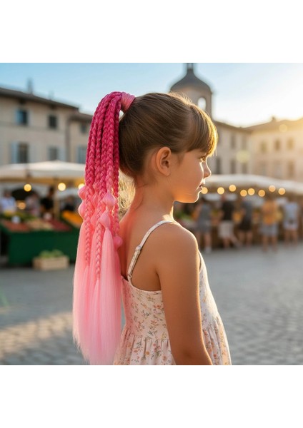 Balon ve Düz Salaş Örgülü Simli Lastikli At Kuyruğu - ACM10