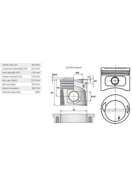 Piston 96,00MM M.benz M102 80-96