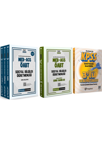 2026 Meb Ags Öabt Sosyal Bilgiler Öğretmenliği Konu Anlatımlı 3 Kitap-Tamamı Çözümlü Soru Bankası