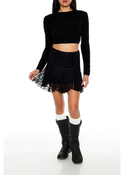 Boncuk Detaylı Crop Kazak fırsatları