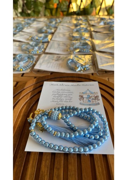 Isme Özel Hoşgeldin Atlı Karıncalı Tasarım Mevlüt Bebek Hediyelik - 20 Adet - Tespih Hediyelik