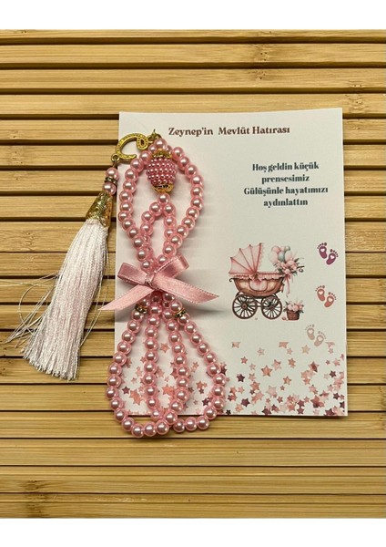 Isme Özel Görselli Kart Tespih Hediyelik - 20 Adet - Bebek Mevlidi, Doğum, Sünnet, Hoşgeldin Bebek