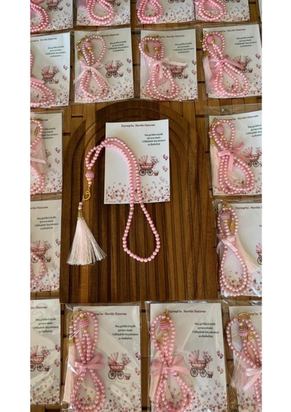 Isme Özel Görselli Kart Tespih Hediyelik - 20 Adet - Bebek Mevlidi, Doğum, Sünnet, Hoşgeldin Bebek