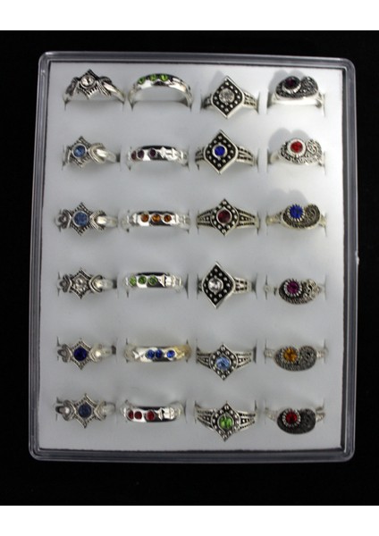 24'lü Kadın Gümüş Yüzük Seti Hediye, Şıklık ve Zarafet Için Mükemmel Seçim