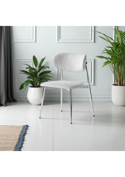 Laila S80 Sandalye – Gri Kumaş, Krom Metal Ayak fiyatları